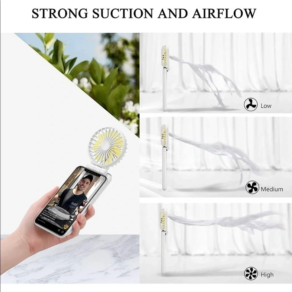 2-in-1 Portable Fan + Power Bank, 10000mAh Battery